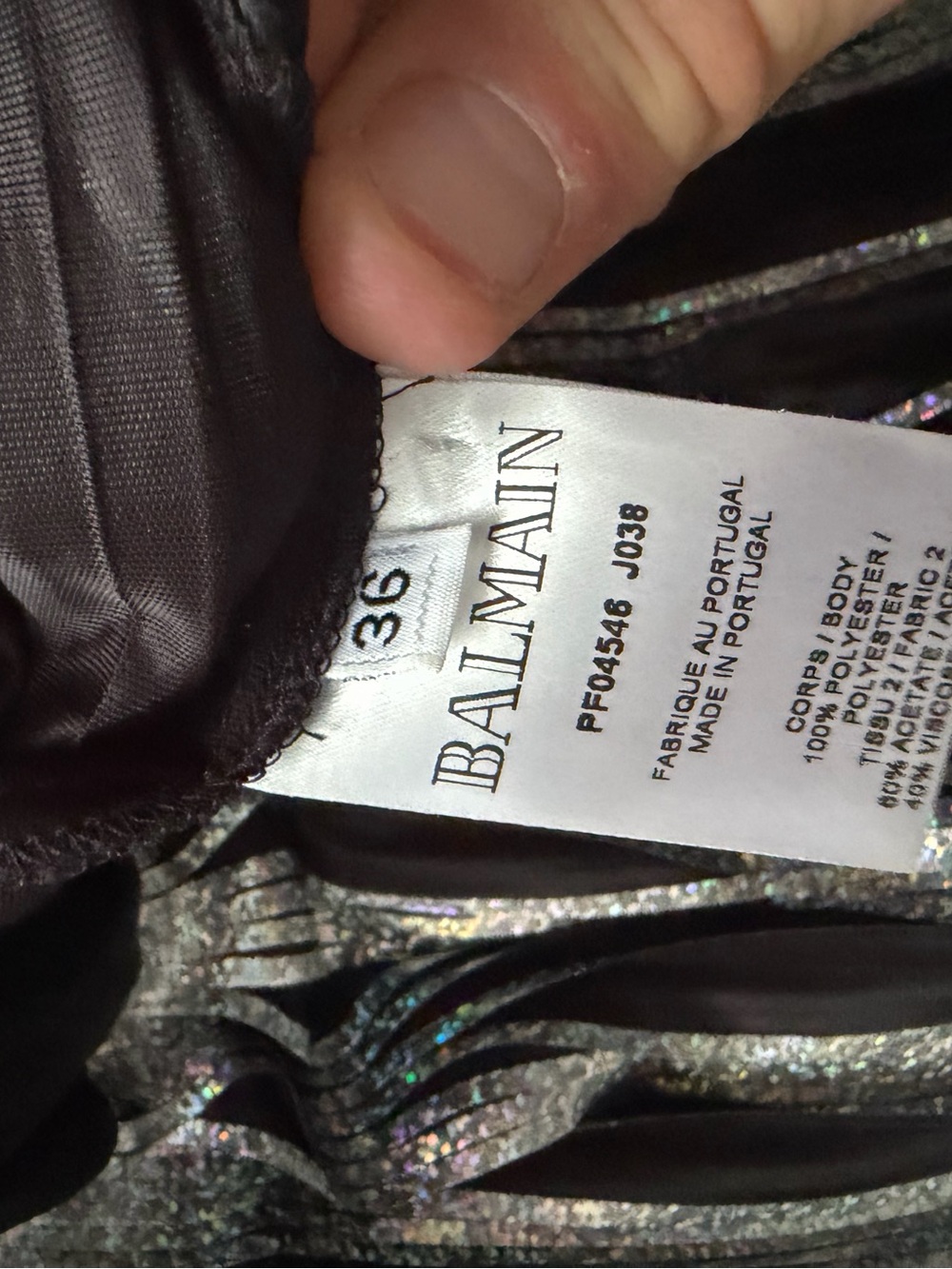 Balmain Black Holographic Pleated Pull-On Maxi Skirt - Picture 7 of 8